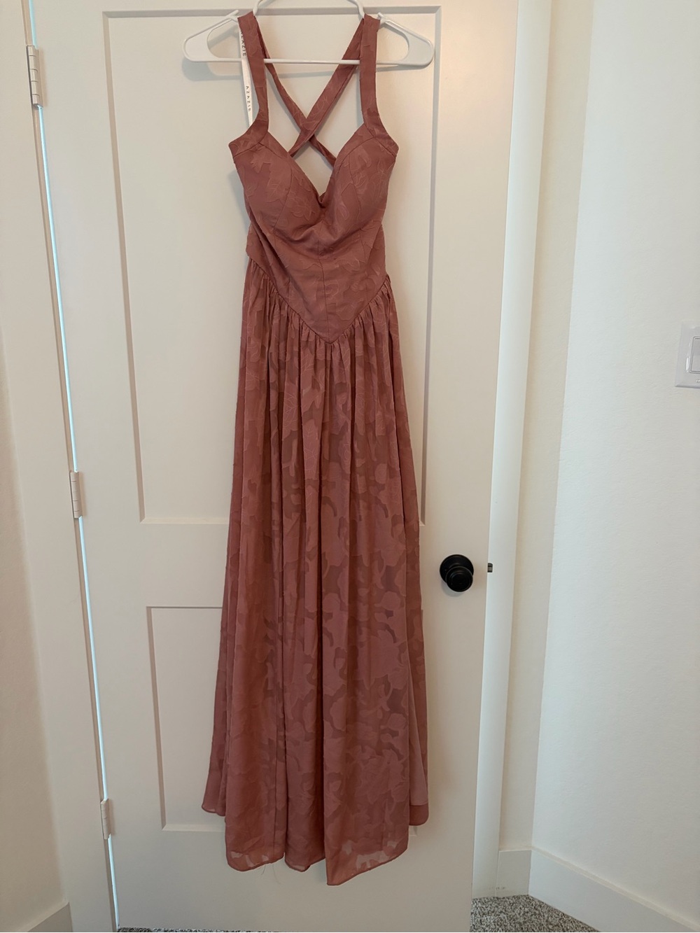 Elegant Cross-Back Maxi Dress in Dusty Rose